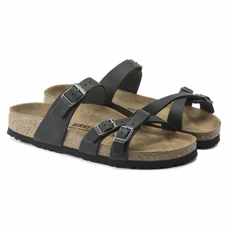 Birkenstock Oiled Læder Franca Dame Sort | DK 445PJJ